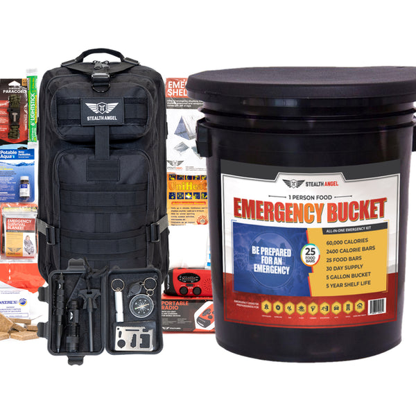1 Person Pro Emergency Kit / Survival Bag & Food Bucket (30 Days) Stea - Stealth  Angel Survival