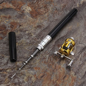 Mini Portable Pocket Pen Fishing Rod and Reel Stealth Angel Survival