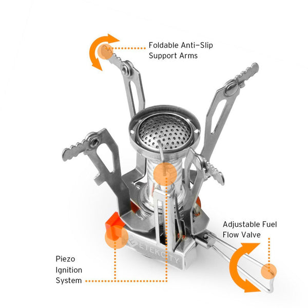 Ultralight Portable Outdoor Pot Pan & Stove Set with Piezo Ignition St ...