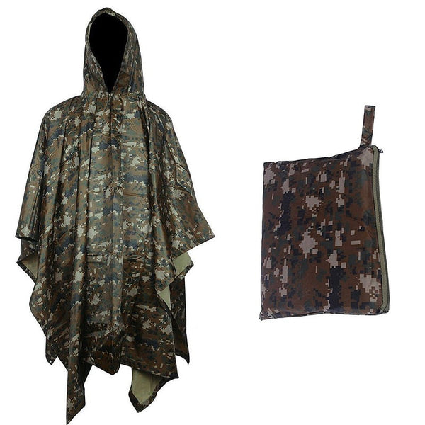 Military Style Hooded Rain Poncho & Multi-Purpose Waterproof Shelter / Tent  / Picnic Mat Stealth Angel Survival SA-RC1